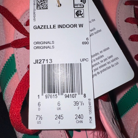 adidas Gazelle Indoor Pink Green Sneakers Women’s Size 7.5 NEW Retro OG Suede - Picture 3 of 4